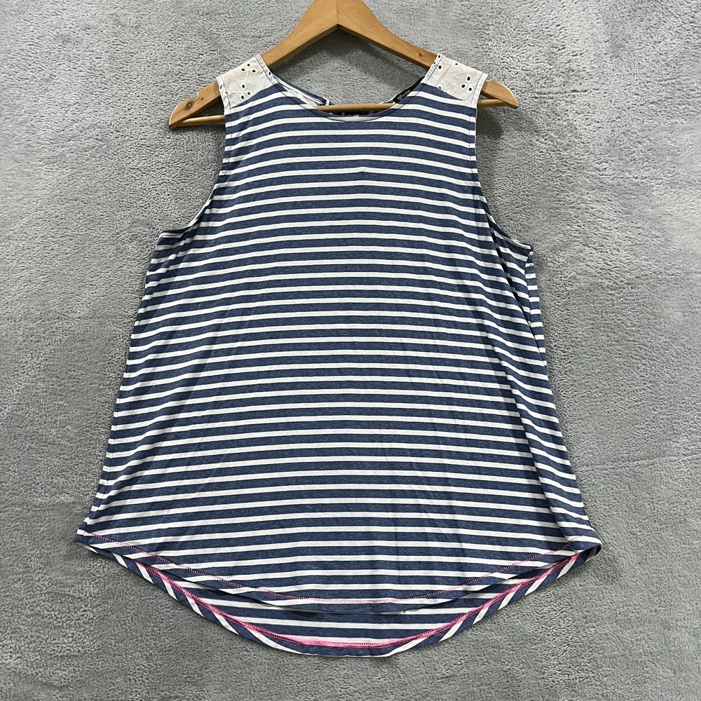 Gibson Tank Top Womens Large Multi Striped Stretch Round Hem Knot Keyhole Back